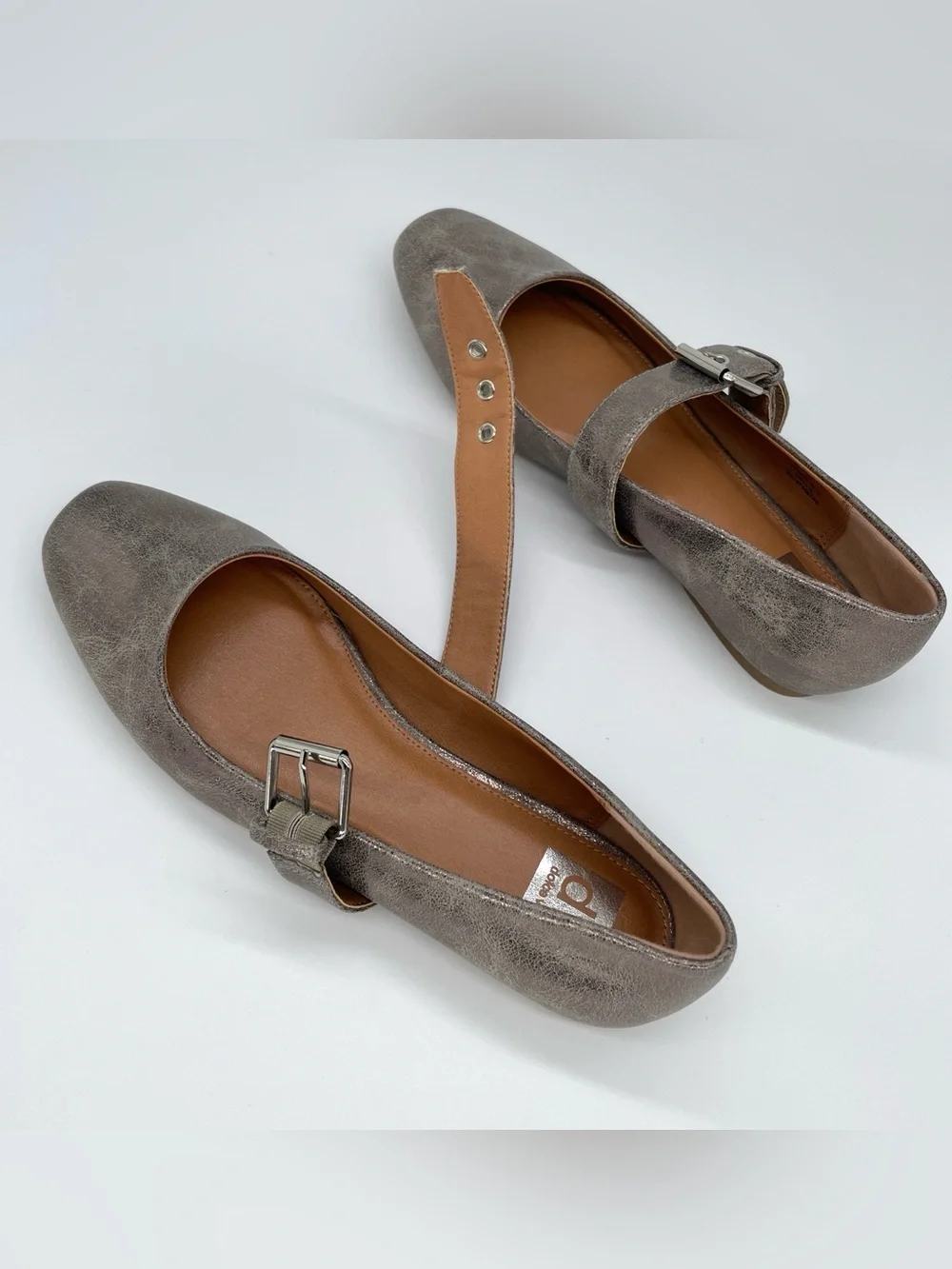 DV Dolce Vita Mellie Pewter Metallic Mary Jane Flats - Size 8.5 NWOB